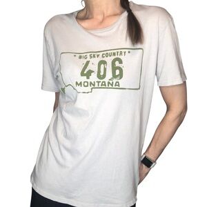 Big Sky Country 406 Montana T Shirt Sz S USA Missoula Printed Graphic Tee Casual